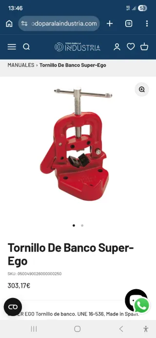 PRENSA BANCO SUPER-EGO PARA TUBOS NUEVA DE 2"