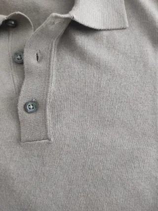 Polo Zara M punto viscosa marrón topo