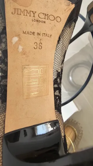 Zapatos de tacón Jimmy Choo encaje negro/beige