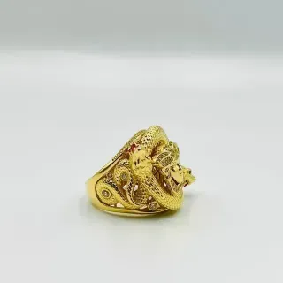 SELLO MEDUSA SERPIENTES CON CIRCONITAS, Hueco. Oro