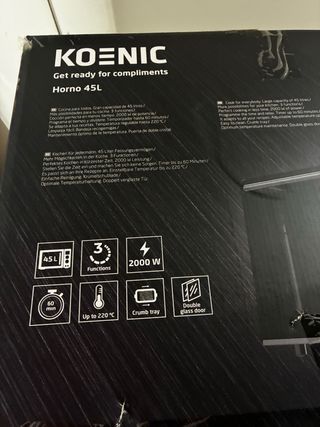 Horno sobremesa KOENIC 45L - 1 semana uso