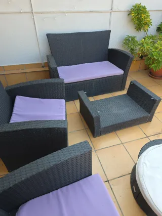 Conjunto Muebles Jardín Ratán Negro
