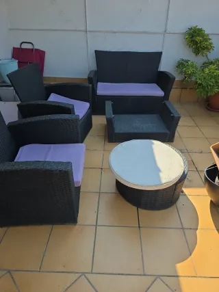 Conjunto Muebles Jardín Ratán Negro