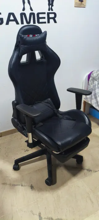 Silla Gamer Negra Cuero Sintético