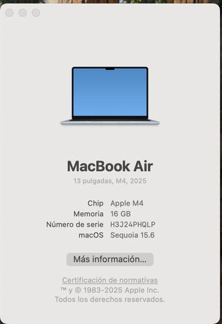 MacBook Air 13” M4 16GB RAM Plata