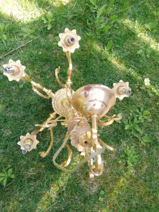 Lámpara de bronce macizo dorada para restaurar