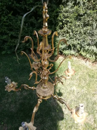 Lámpara de bronce macizo dorada para restaurar