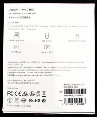 Webcam OBSBOT TINY 2 LITE 4K AI