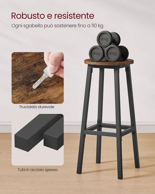 Set di 2 Sgabelli da Bar, Sedie da Cucina, Struttu