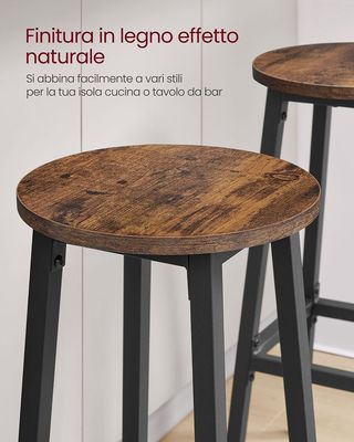 Set di 2 Sgabelli da Bar, Sedie da Cucina, Struttu