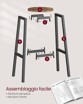 Set di 2 Sgabelli da Bar, Sedie da Cucina, Struttu