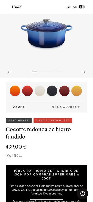 Olla Le Creuset 28cm como Nueva de hierro fundido