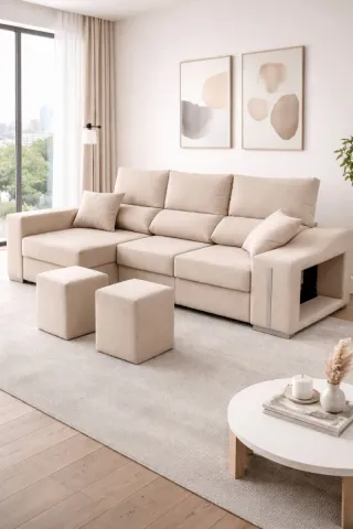 Sofá modular beige 3 plazas