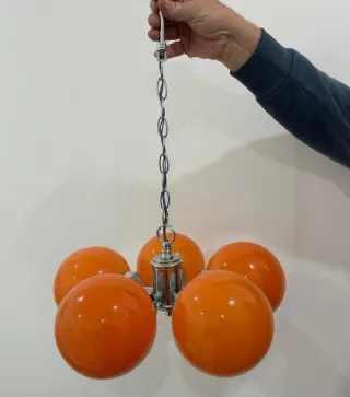 Lámpara colgante Space Age naranja