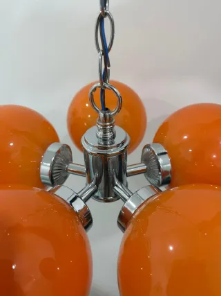 Lámpara colgante Space Age naranja