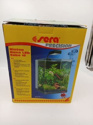 sera Biotop Nano LED Cube 16-16 L Nano Complete Freshwater Aquarium with LED Lighting and Filter 3 Chamber