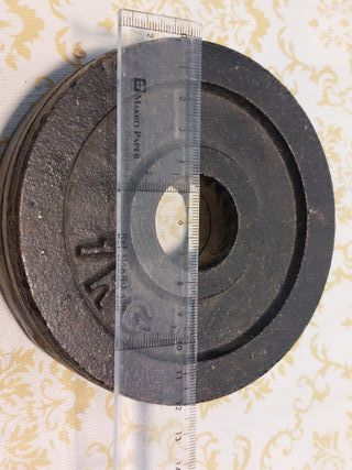 2 Discos Pesas 1Kg Hierro Fundido
