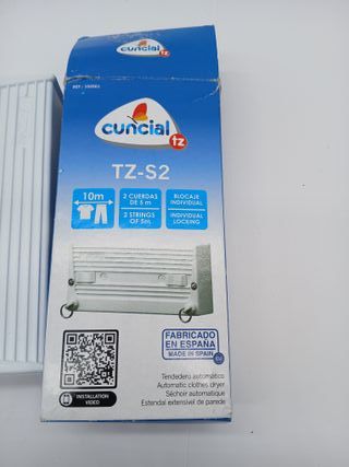 Cuncial TZ-S-2 | Automatic Wall Clothesline 2 Ropes | Up to 10 m of Line | Extendable 5 m per Rope | Individual Locking | Indoor