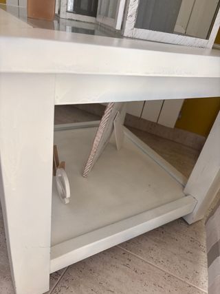 Mesa auxiliar madera y cristal 60x60