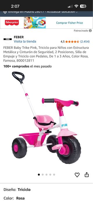 Triciclo FEBER Baby Trike Pink