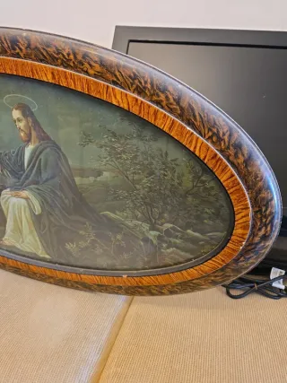 Antico Quadro Sopra Testata Letto Gesù