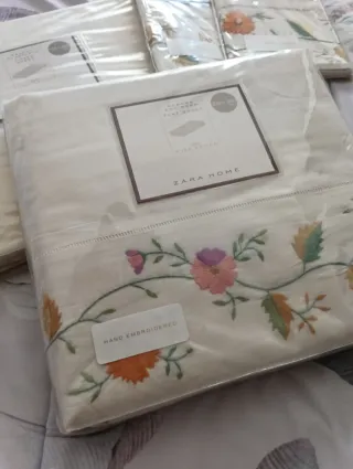 Sábanas Zara Home bordadas algodón