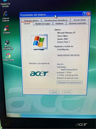 Portátil Acer TravelMate Windows XP