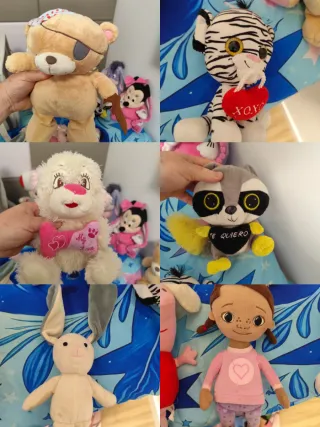 Lote Peluches Mickey, Minnie, Mario, Caillou