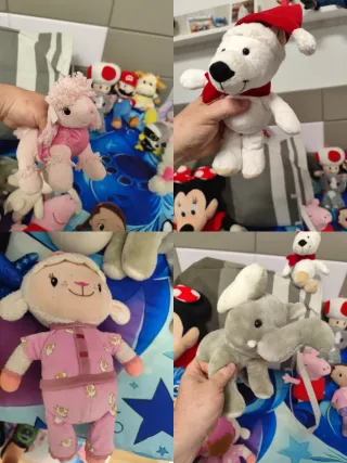 Lote Peluches Mickey, Minnie, Mario, Caillou