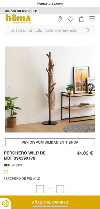 Perchero de madera y metal