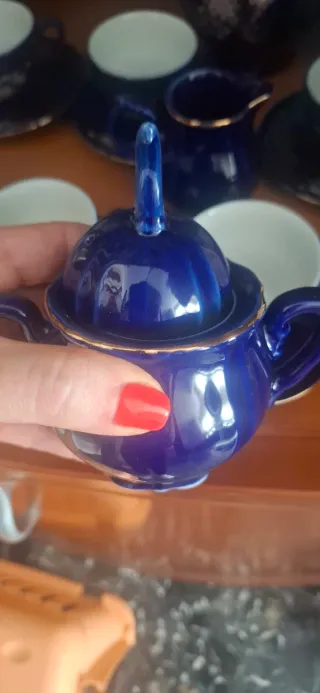 Juego de café porcelana china azul