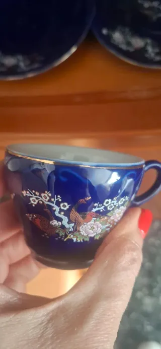 Juego de café porcelana china azul