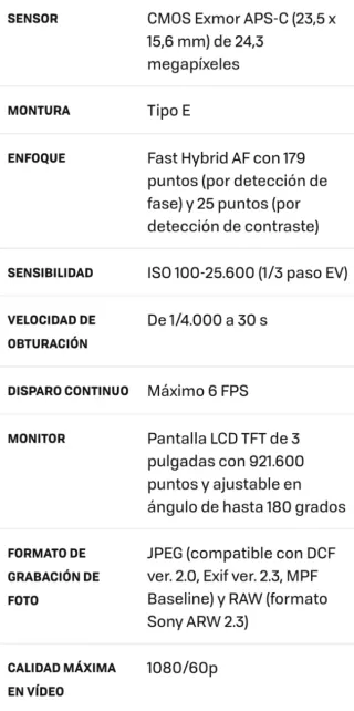 Cámara digital Sony Alpha 5100 en color blanco