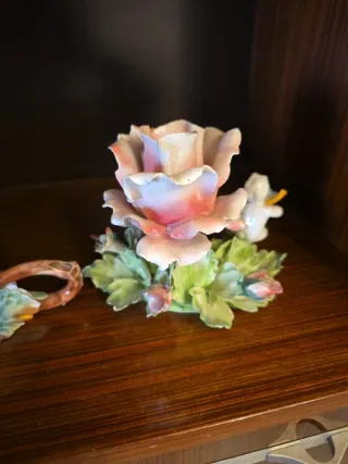 Coppia Porta Candela Ceramica Capodimonte