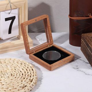 2×10! 2 ESTUCHES DE MADERA PARA MONEDAS