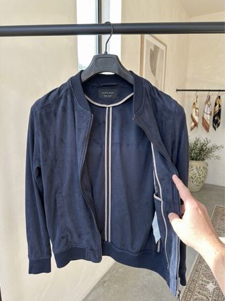 Giacca uomo camoscio blu