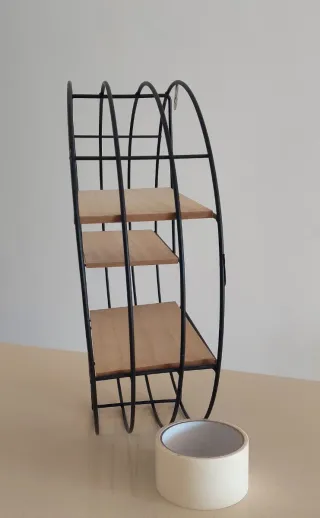 Estante redondo metal y madera