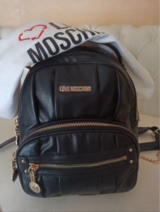 Zaino Love Moschino nero con dettagli oro