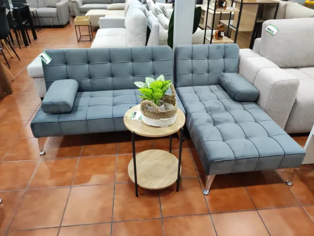 Sofá cama chaise longue 198cm gris