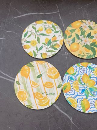 Set 6 Sottobicchieri Legno Limoni