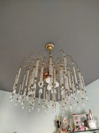 Lámpara de cristal vintage dorada