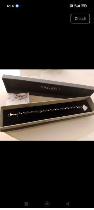 Bracciale Sagapo nero e argento