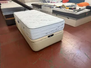 Colchón Visco 90x190 y Canapé Beige