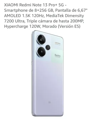 Redmi Note 13 Pro+ 5G 8+256GB Morado.android 16.