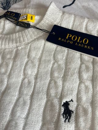 Jersey Polo Ralph Lauren Cable Knit Blanco