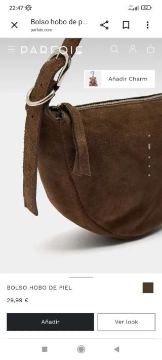 Bolso Hobo de Piel Marrón Parfois