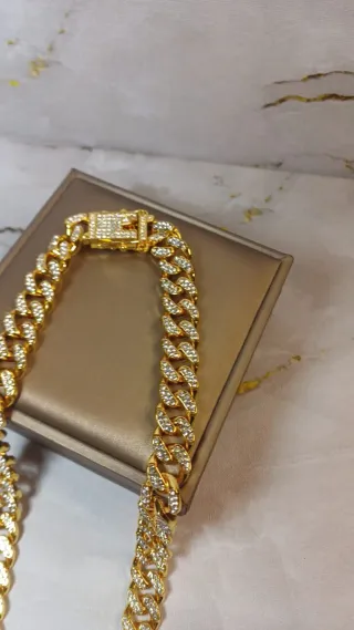 Cadena Cubana Chapado Oro 18k Circonitas