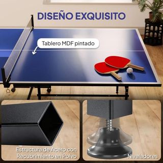 Mesa de Ping-Pong Plegable con 4 Ruedas Red Azul