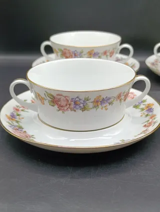 Set tazas consomé porcelana