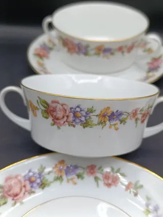 Set tazas consomé porcelana